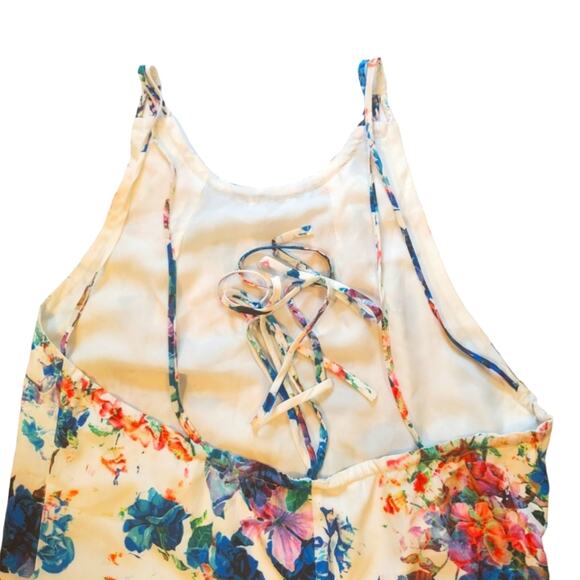 EUC Revolve Lovers + Friends White Multicolored Floral Halter Maxi Dress Sz M - Picture 9 of 12